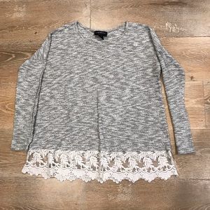 Lane Bryant gray with lace appliqué top!